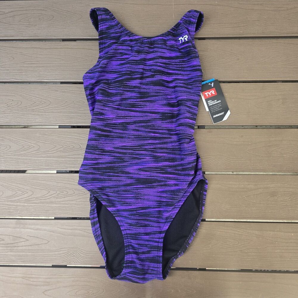 TYR Women's Durafast Elite Fizzy Purple Maxfit One Piece Women Swim Sz 30 New